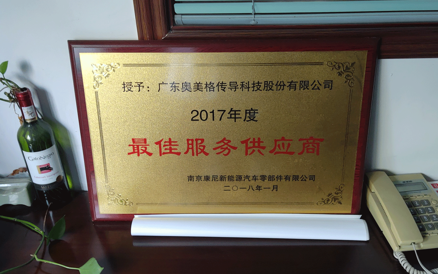 Nanjing Kang Ni ha assegnato il premio Outstanding Supplier a OMG